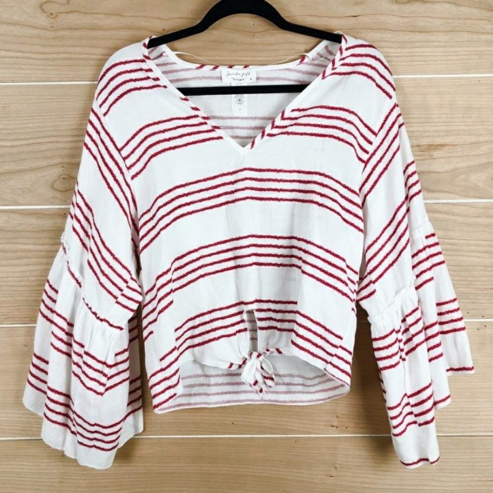 Lavender Field - Striped Bell Sleeve Blouse